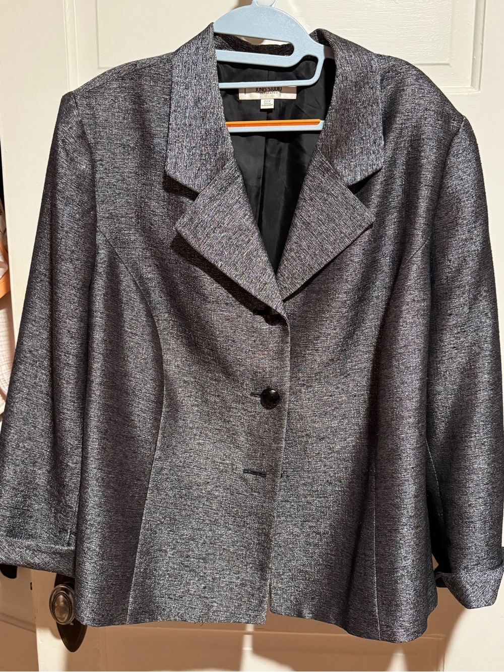 Liz Claiborne Metallic Charcoal Gray Blazer Jacket